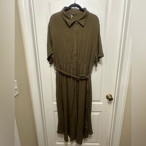 BloomChic Khaki Button-Up Maxi Dress